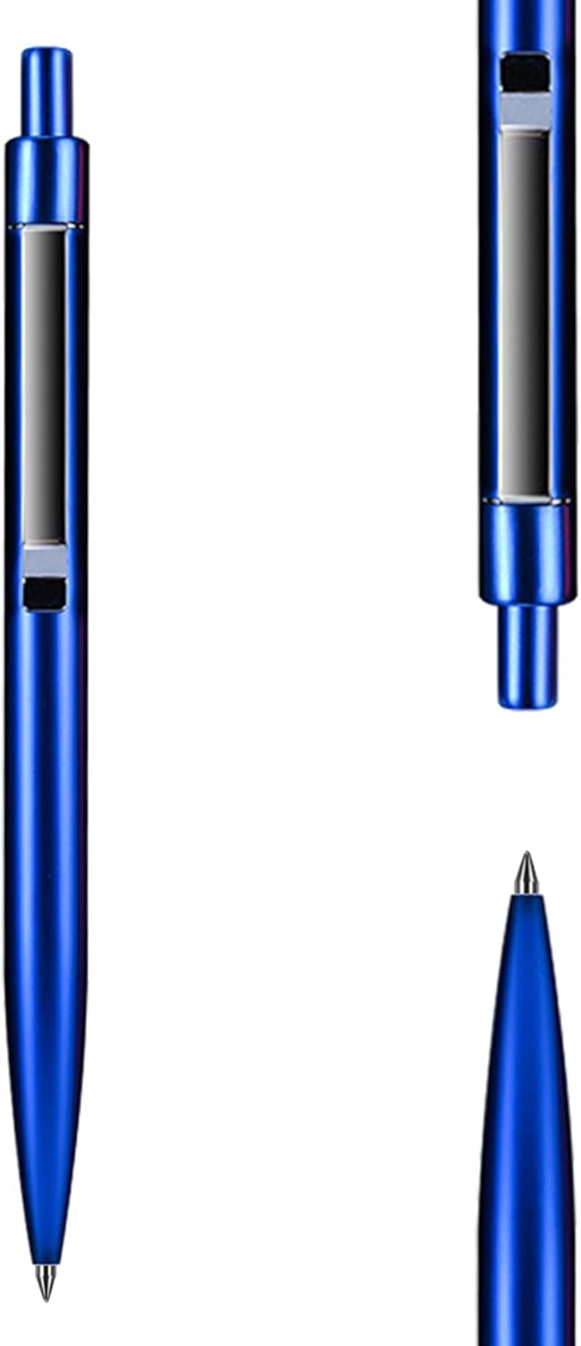 DUNBONG Blue Metal Gel Pen, Gel Ink Ballpoint Pen, Black Ink, 0.5mm Retractable Ink Pen (Blue)