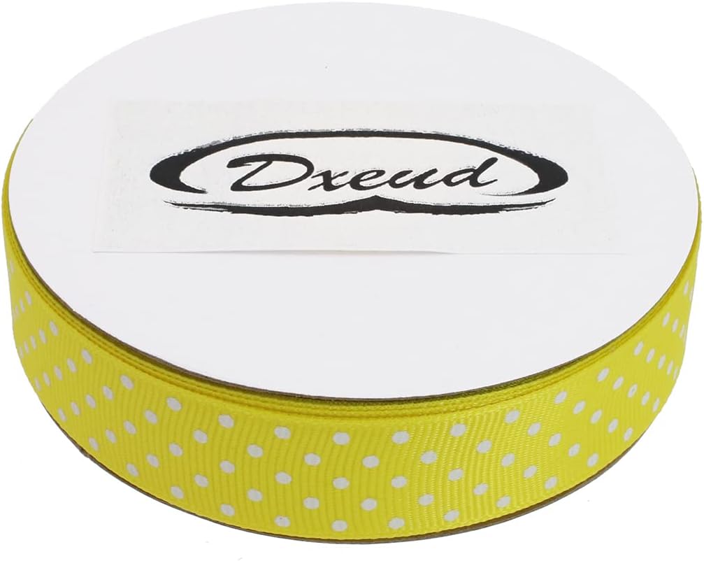 Polka Dot Grosgrain Ribbon 25 Yard Each Roll 100% Polyester (3/4", Yellow)