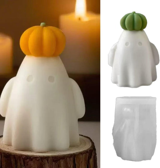 Ghost Holding Pumpkin Resin Mold, Halloween Candle Making Molds Fun Kit Cute Ghost and Pumpkin Epoxy Resin Molds Silicone DIY Craft