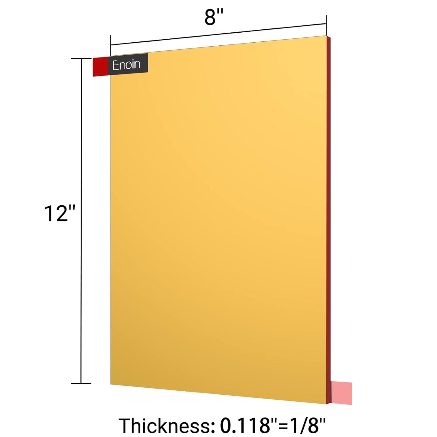 Enoin 8 x 12 Inch Gold Acrylic Sheet - Cut to Size Plexiglass Sheets 1/8 inch Thick, Small Wall Mirrors for Wall Decor DIY Craft Acrylic Sign