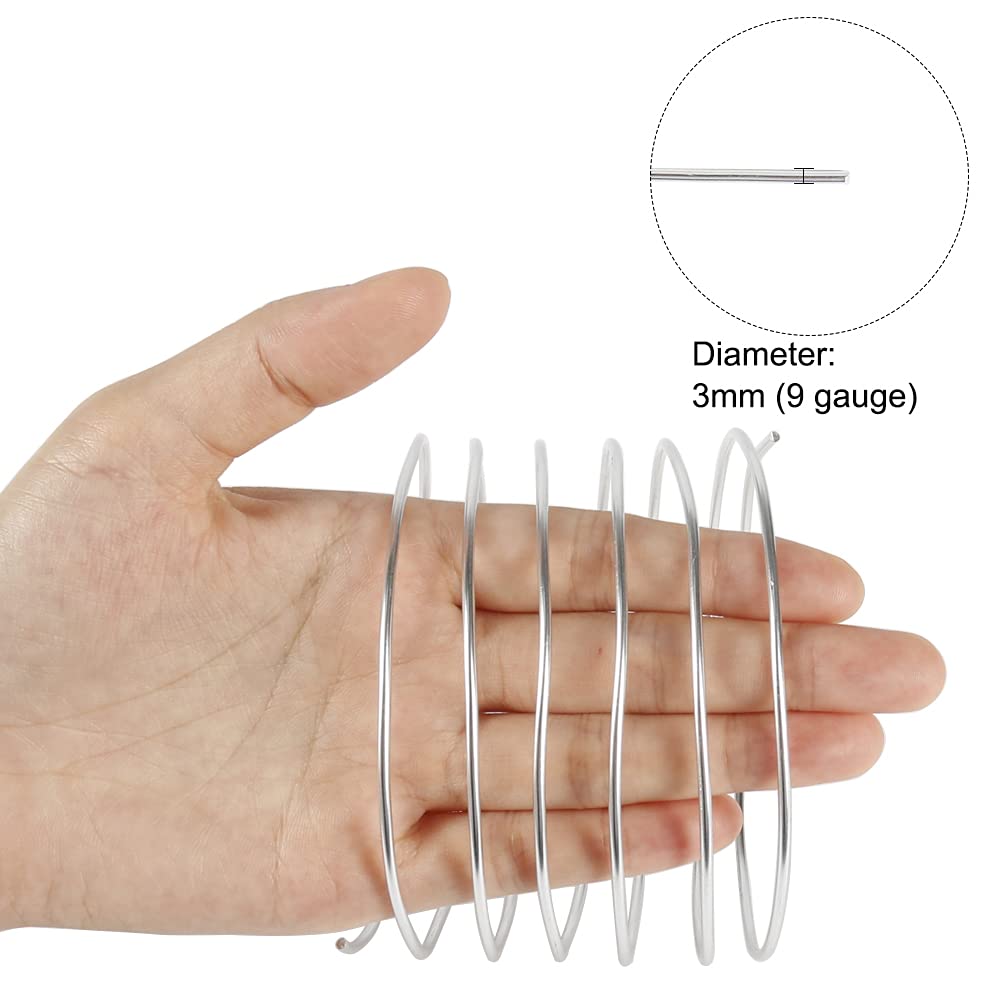 Tenn Well 9 Gauge Aluminum Craft Wire, 50 Feet 3mm Bendable Armature Wire for Sculpting, Jewelry Making, Doll Making, Crafting, Modelling, Bonsai Training