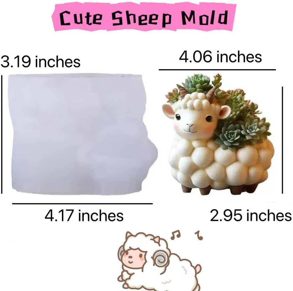 Animal Resin Molds Silicone 3D Cute Sheep Epoxy Resin Plaster Candle Holder Wax Molds for Candle Making, Art Crafts DIY Unique Display Home Decor