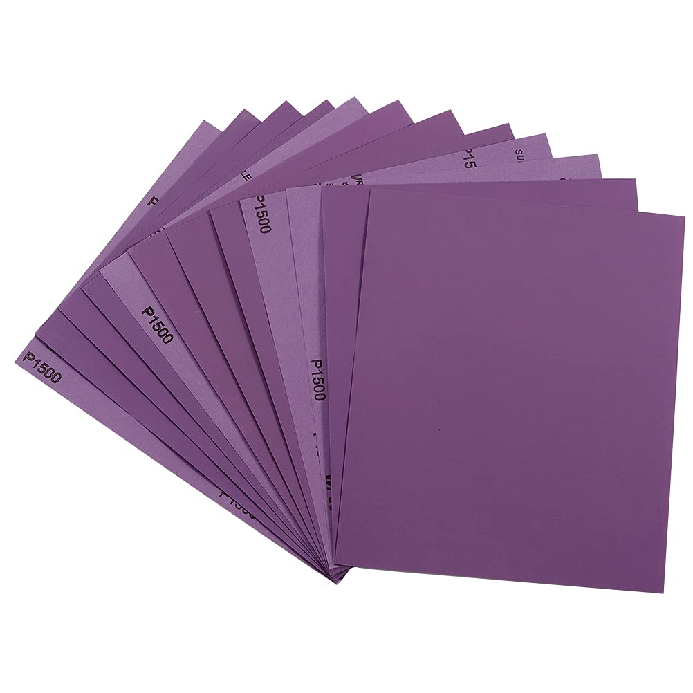 Sandpaper 1500 Grit, Wet Dry Sanding Sheets 9 x 11 Inch, Advanced White Fused Alumina Abrasive Sander Paper for Wood Furniture Finishing, Metal Sanding, Automotive Polishing, 12-Sheets