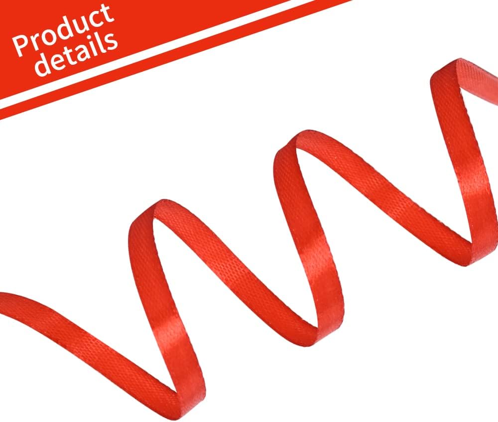 TONIFUL 1/4 Inch x 100yds Red Satin Ribbon, Thin Solid Color Satin Ribbon for Gift Wrapping, Crafts, Hair Bows Making, Wedding Party Decoration, Invitation Cards, Floral Bouquets,Christmas