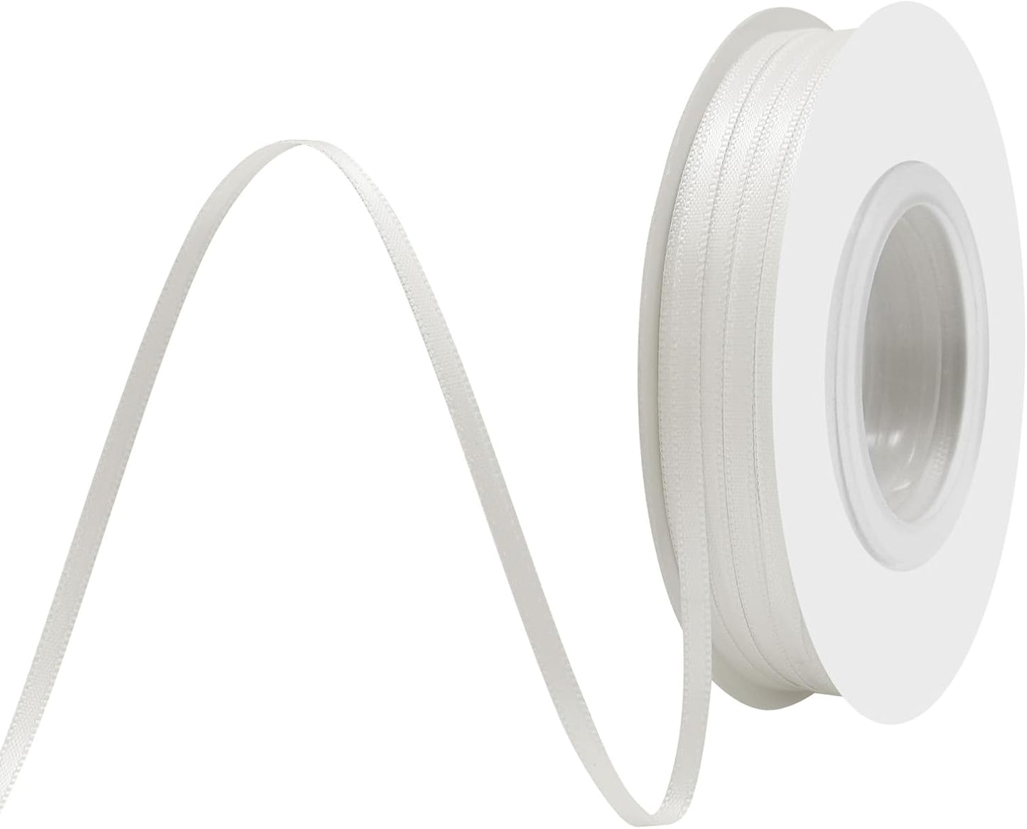 Off White Satin Ribbon 1/8 Inch X 50 Yards Solid Color Double Faced Ribbons Perfect for Crafts Wedding Decor Bow Making Arts Sewing and More