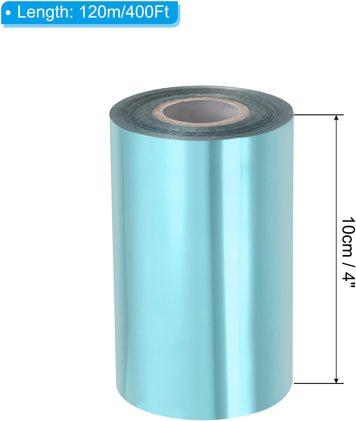 PATIKIL 4"x400Ft Hot Stamping Foil Paper, Heat Transfer Hot Stamping Paper Foil Roll for Leather DIY Logo Decor Craft Gift Package Scrapbook Card, Light Blue