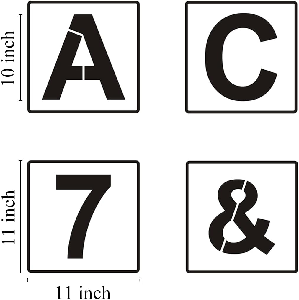 Alphabet Letter and Number Stencils 11 Inch - 40 Pack Large Letters and Numbers Stencil Templates with Signs for Painting on Wood, Reusable Number Letter Stencils for Chalkboard Signs & Wood Wall Art