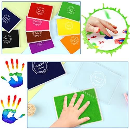 RNKP Large Blue Ink pad,5 x 4 in Craft Ink pad Suitable for Rubber Stamps, Paper, Wood, Fabric, Scrapbooking, Children's Non-Toxic Finger Stamp pad (Blue)