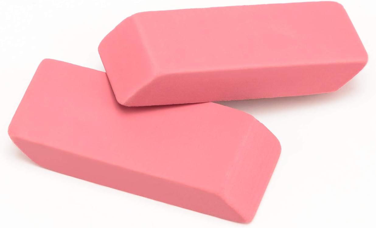 Amazon Basics Rectangular Eraser, 24 Count, Pink