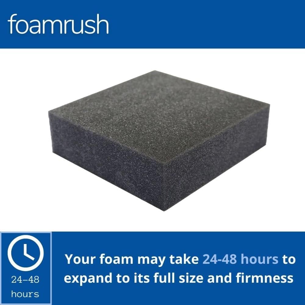 FoamRush 5" x 24" x 24" Charcoal High Density Upholstery Foam Cushion, Upholstery Sheet, Foam Padding, Seat Replacement, Wheelchair Seat & Chair Cushion Replacement, Square, Made in USA
