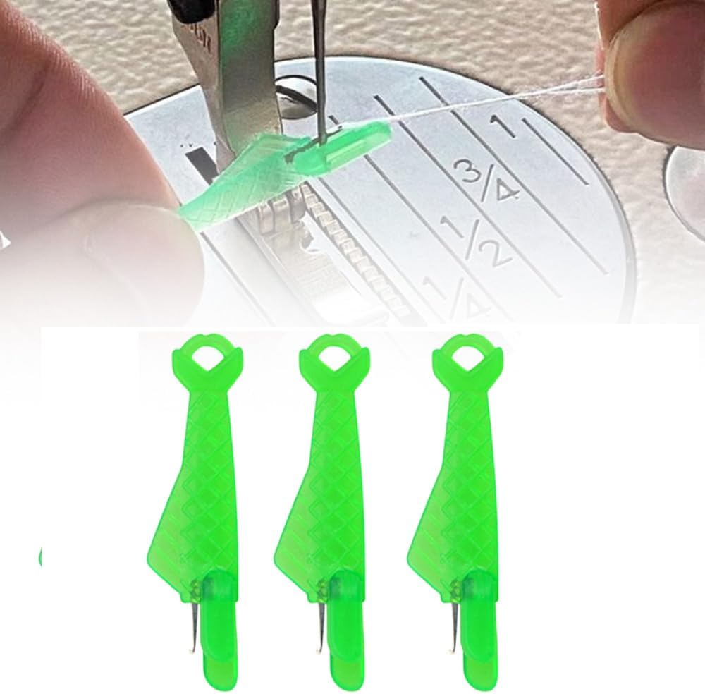 Automatic Sewing Needle Threader, Fish Type Quick Needle Threaders for Hand Sewing, Sewing Machine Needle Threader Tools, Sewing Supplies - Designed for Sewing Lovers Alike (green-3pcs)
