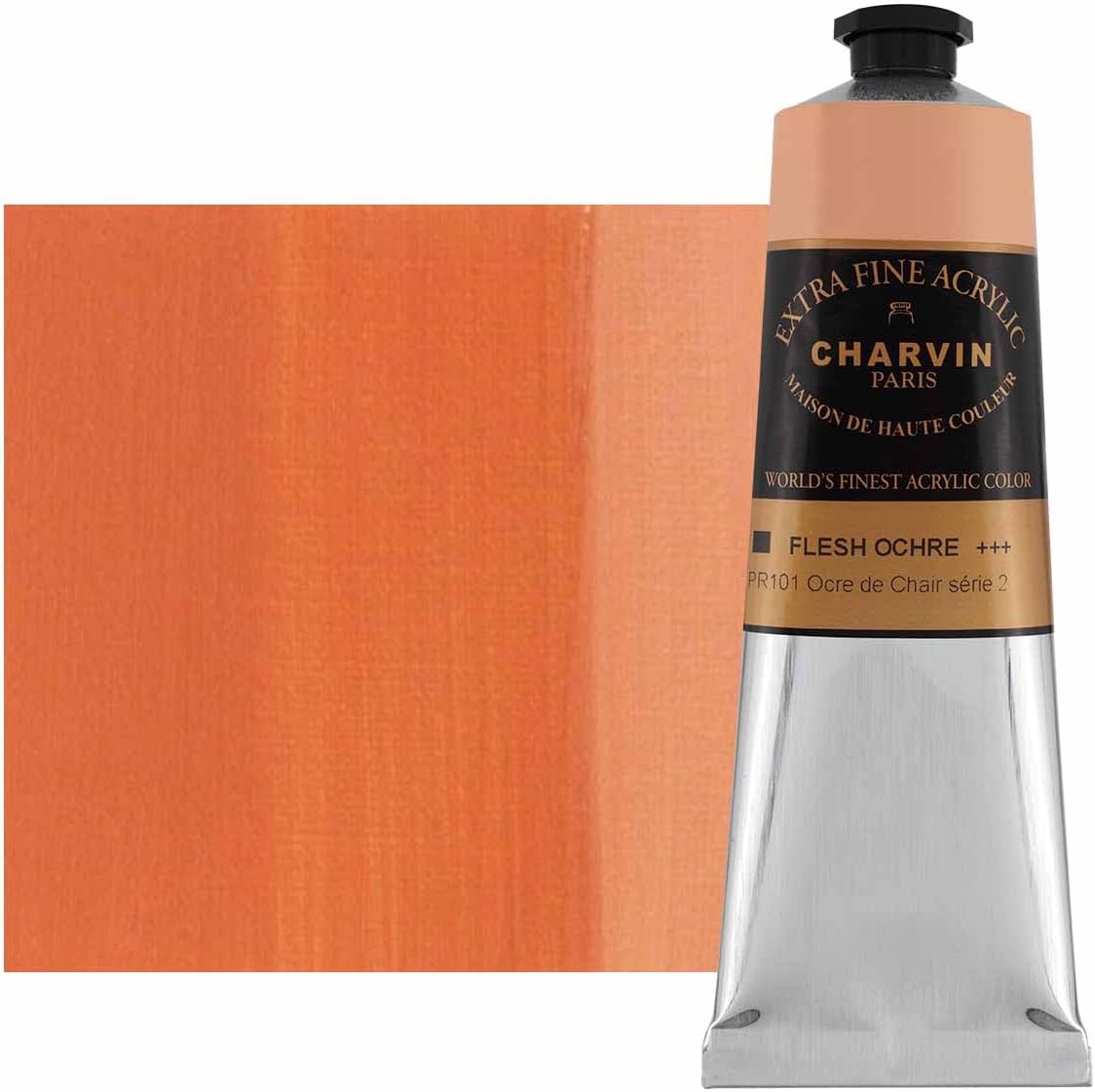Charvin Extra Fine Professional Acrylic Paint - Flesh Ochre, 150ml Tube, Triple-Milled, Lightfast Pigments, Open Stock Artist Acrylic Paints in Nature-Inspired Hues