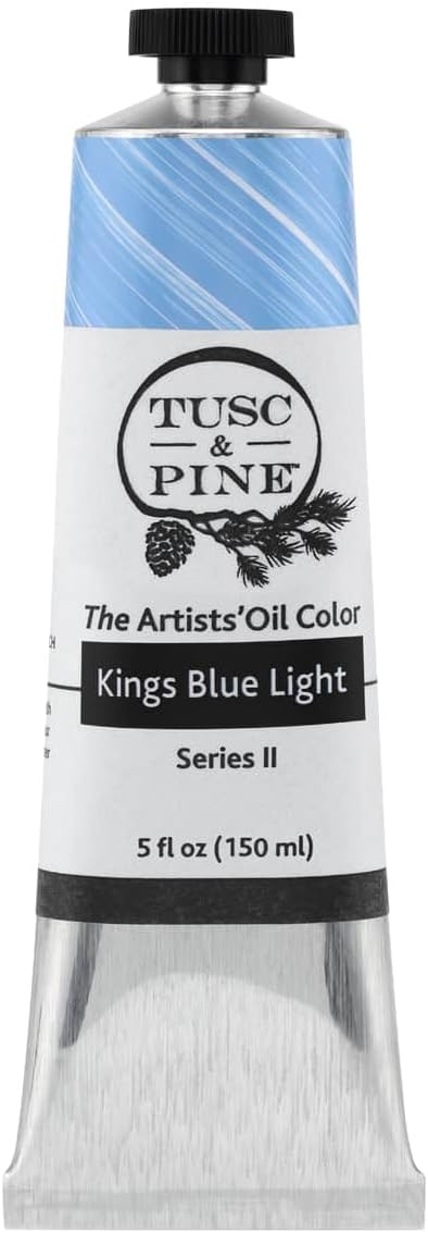 Tusc & Pine Artist Oil Paint - Kings Blue Light, 150 ml, Non-Yellowing, Rich & Creamy Consistency, Maximum Pigment Load, Small Batch Milled Oil Paints Made in the USA for Professional Artists