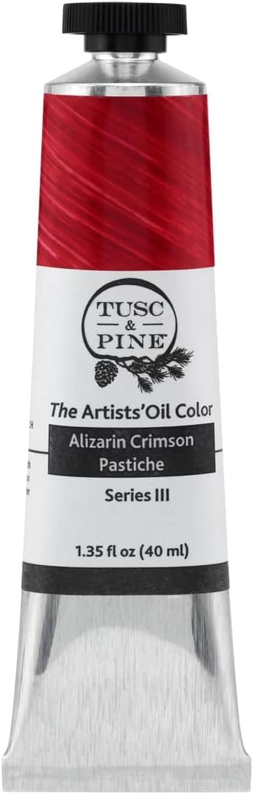 Tusc & Pine Artist Oil Paint - Alizarin Crimson Pastiche, 40 ml, Non-Yellowing, Rich & Creamy Consistency, Maximum Pigment Load, Small Batch Milled Oil Paints Made in the USA for Professional Artists