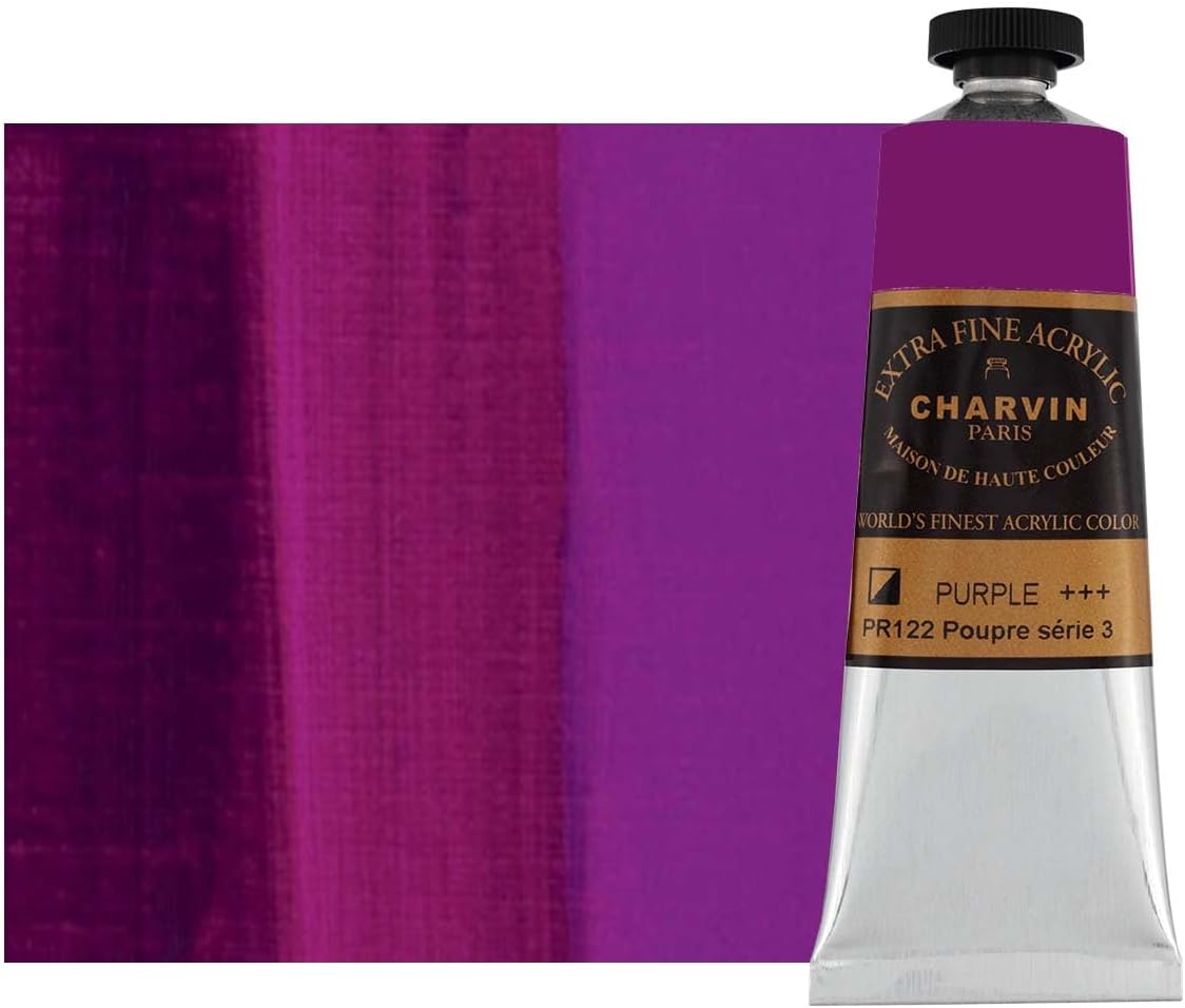 Charvin Extra Fine Professional Acrylic Paint - Purple, 60ml Tube, Triple-Milled, Lightfast Pigments, Open Stock Artist Acrylic Paints in Nature-Inspired Hues