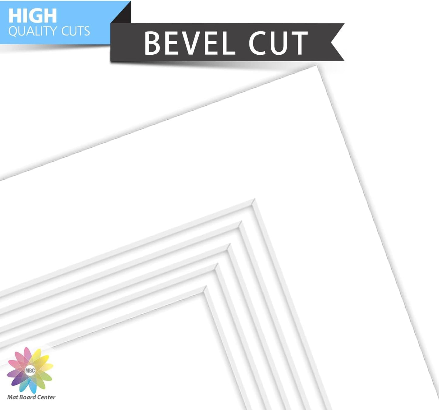 MBC Mat Board Center, Pack of 5, 8x10 for 4x6 White Photo Picture Mats - Acid Free, 4-ply Thickness, White Core - for Pictures, Photos, Framing