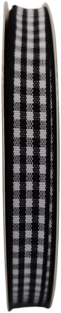 Buffalo Check Ribbon Black and White Gingham Ribbon 25 Yards for Crafts (3/8", Black)