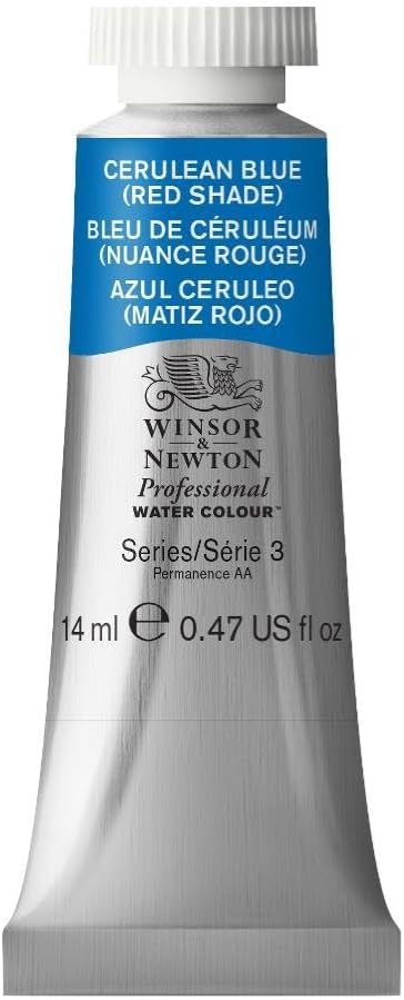 Winsor & Newton Professional Water Colour Paint, 0.47-oz Tube, Cerulean Blue (Red Shade)