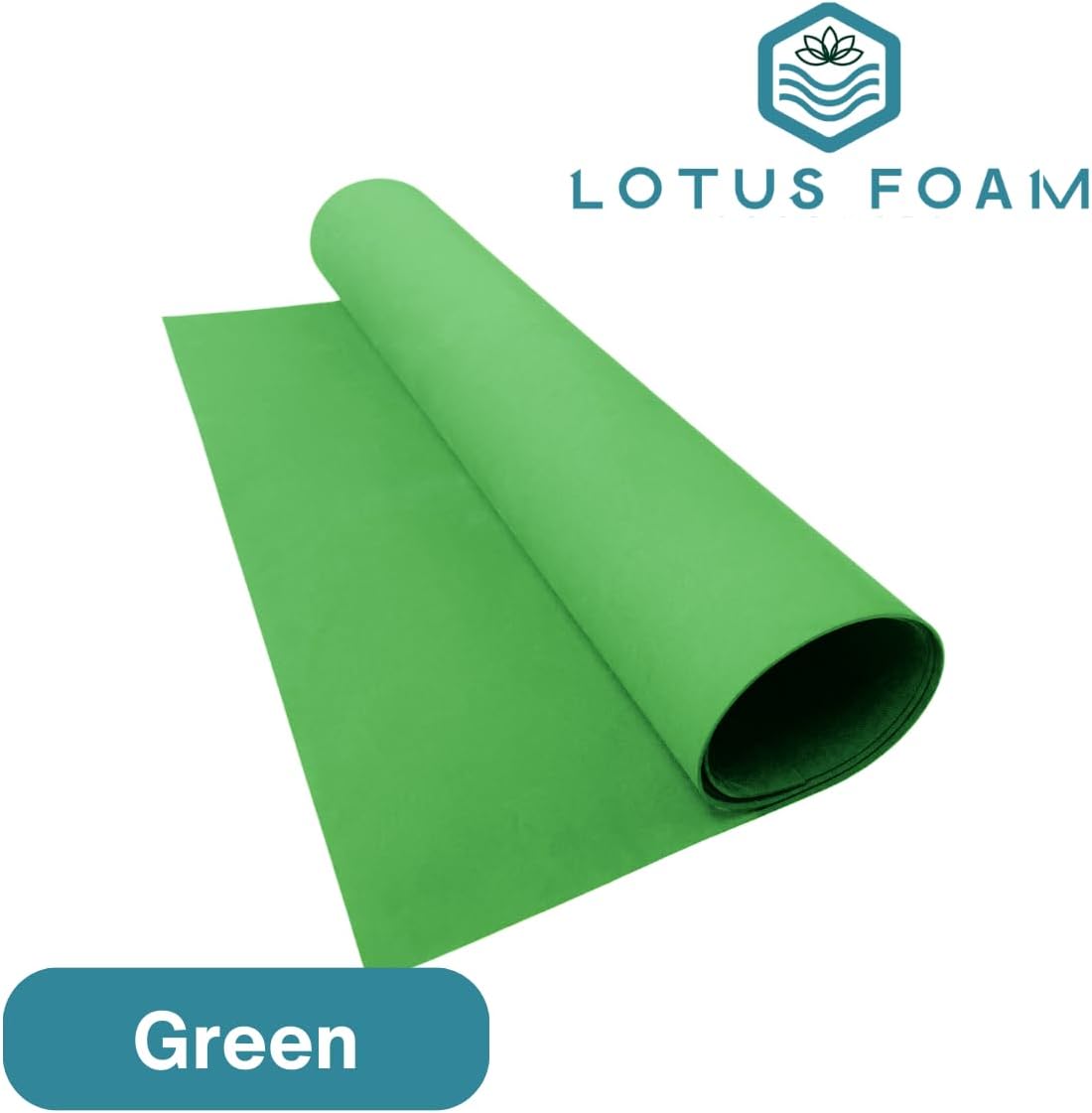 LotusFoam Large 3mm EVA Foam Sheet - 44"x 85" High Density Foam 130 kg/m3 for Cosplay, Costumes, Crafts, Flooring, Outdoor Use - 35 Colors (Green) - Green