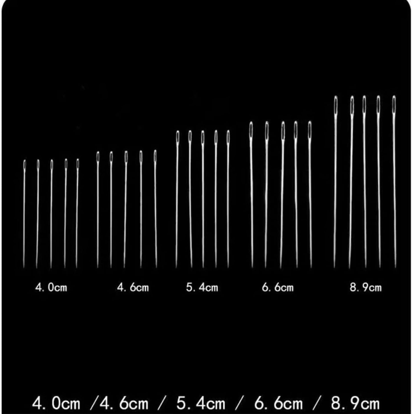 Big Eye Steel Sewing Needles Kit, 37-Piece Stainless Steel Hand Sewing Set with Thread, Thimble & Threader, for DIY Crafts, Home Travel Mending and Emergency Repairs on Leather and Denim