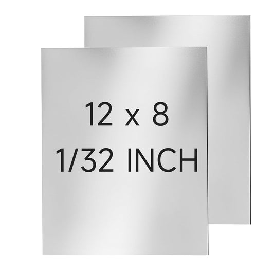 304 Stainless Steel Sheet - 2PCS 12" X 8" X 1/32" Thin Stainless Steel Plate 1/32 Inch Thickness with Protective Film Metal Sheets Shim Stock for Kitchen DIY Crafting (305 x 203 x 0.76 mm)