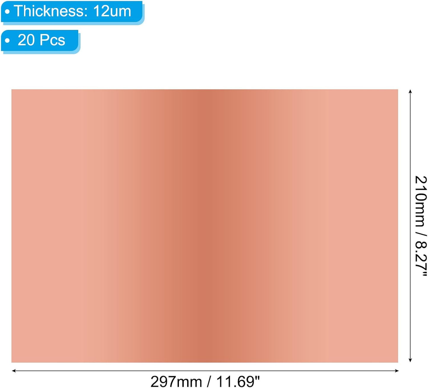 PATIKIL 11.7x8.3" Hot Stamping Foil Paper Sheet, 20 Sheets A4 Heat Transfer Hot Stamping Paper Foil for Leather DIY Logo Decor Craft Gift Package Scrapbook Card, Rose Gold