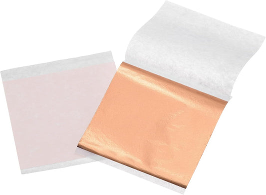 uxcell 100pcs Leaf Sheets, 3.5" x 3.5" Foil Sheets Paper Sheets for DIY Crafts Painting Nails Resin Furniture Decoration(Rose Gold)