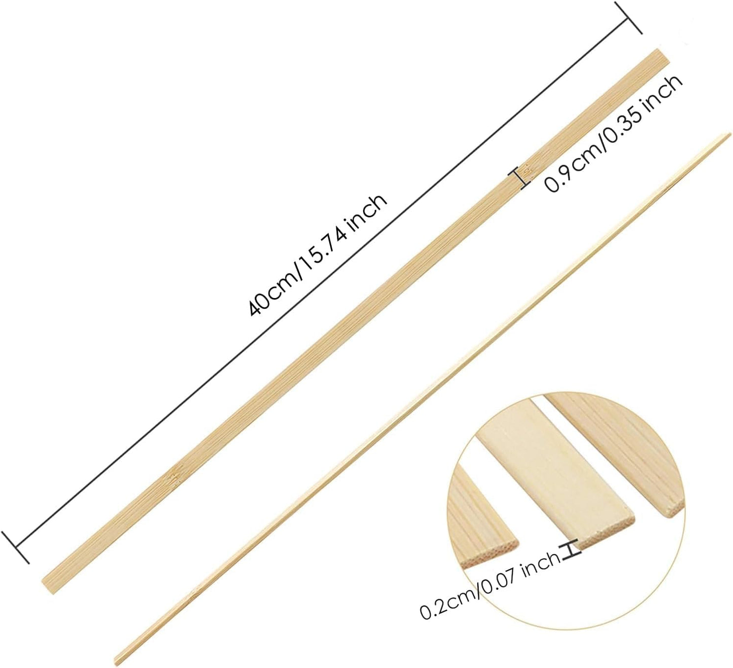 Pllieay 100 Pieces Bamboo Sticks for Craft, Wood Strips Wooden Extra Long Sticks for Crafting (15.75 Inches Length × 0.35 Inches Width)