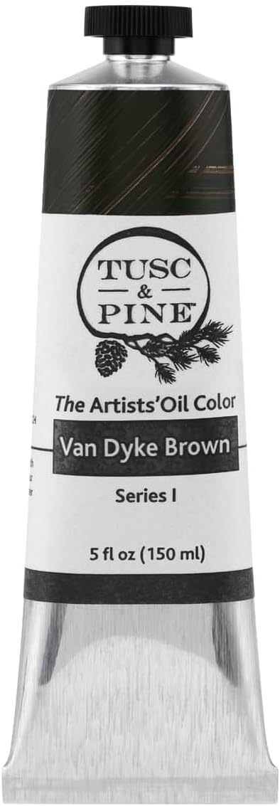 Tusc & Pine Artist Oil Paint - Van Dyke Brown, 150 ml, Non-Yellowing, Rich & Creamy Consistency, Maximum Pigment Load, Small Batch Milled Oil Paints Made in the USA for Professional Artists