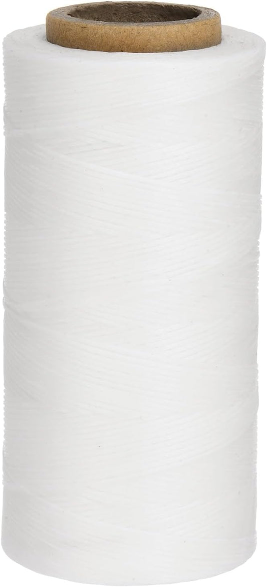uxcell Leather Sewing Waxed Thread, 284 Yards / 260m 0.8mm 150D Flat Polyester All-Purpose Threads for Leather Crafts, Bookbinding, Milky White