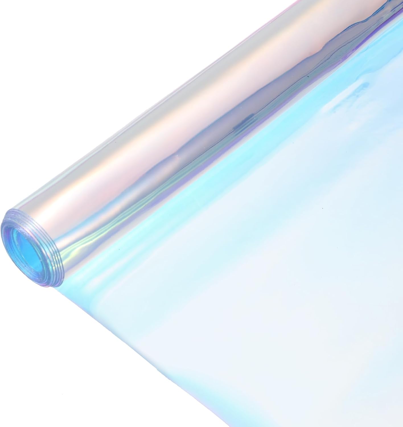 MECCANIXITY Holographic Clear PVC Vinyl Film Holographic PVC Fabric Waterproof Dichroic Film 12 x 48 Inch for Handbags Bows Earrings DIY Craft,Holographic Orange