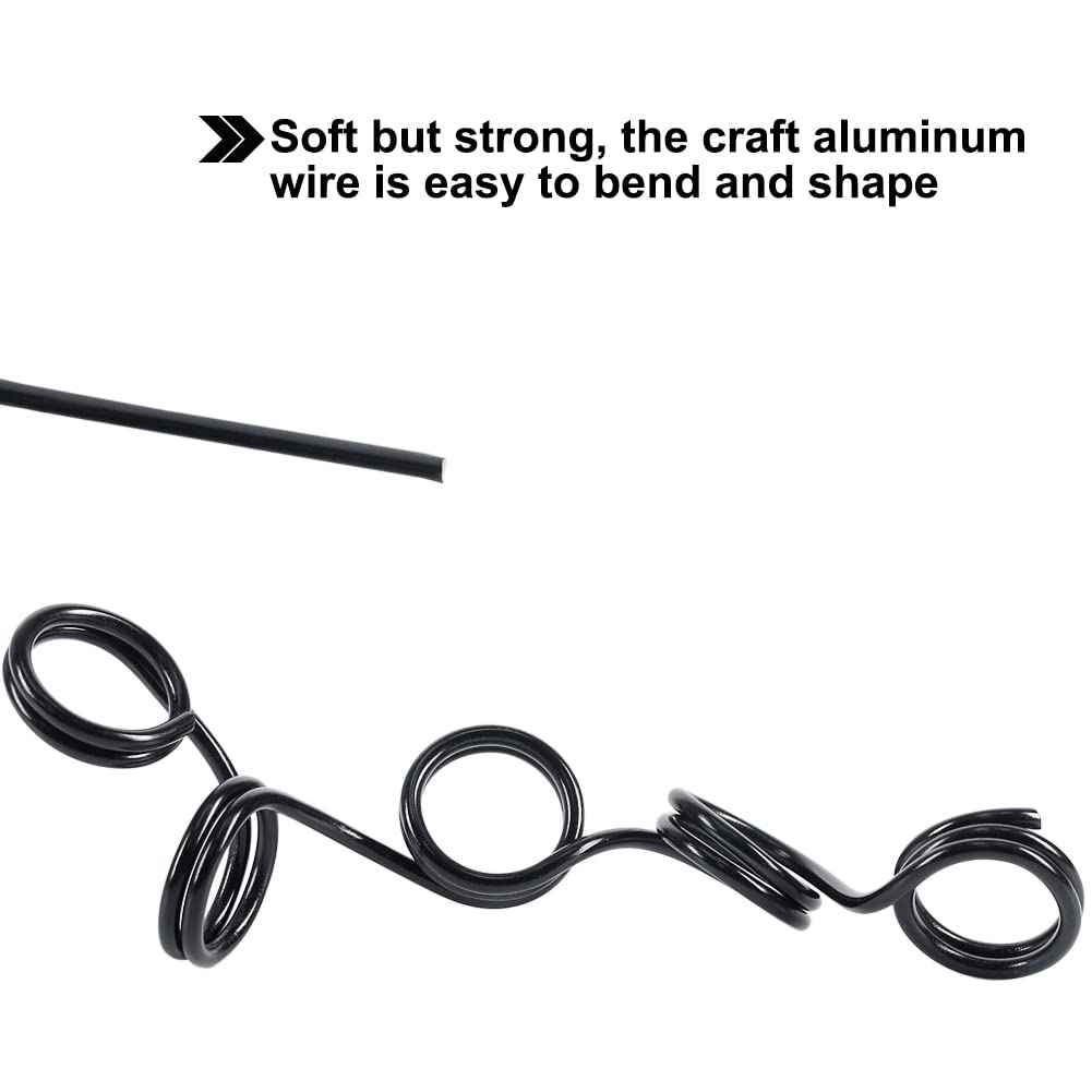 Tenn Well 9 Gauge Aluminum Wire, 50 Feet 3mm Bendable Metal Craft Wire for Sculpting, Armature Making, Jewelry Making, Wire Weaving and Wrapping (Black)