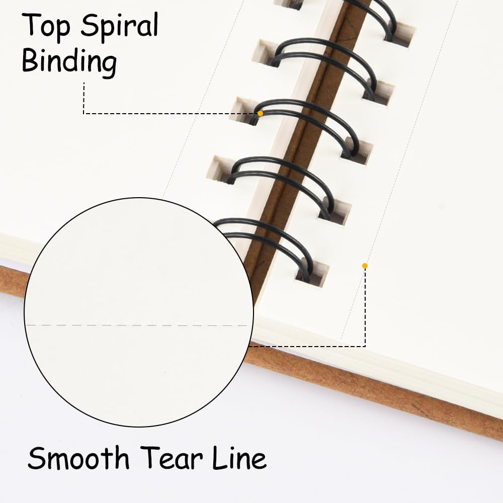 8.3x5.8 Sketch Book, Top Spiral Bound Sketch Pad, 60sheets 92lb/150gsm Nature White Paper, Acid-Free Mixed Media Paper for Painting, Dawing & Art Supplies.N-Coffee