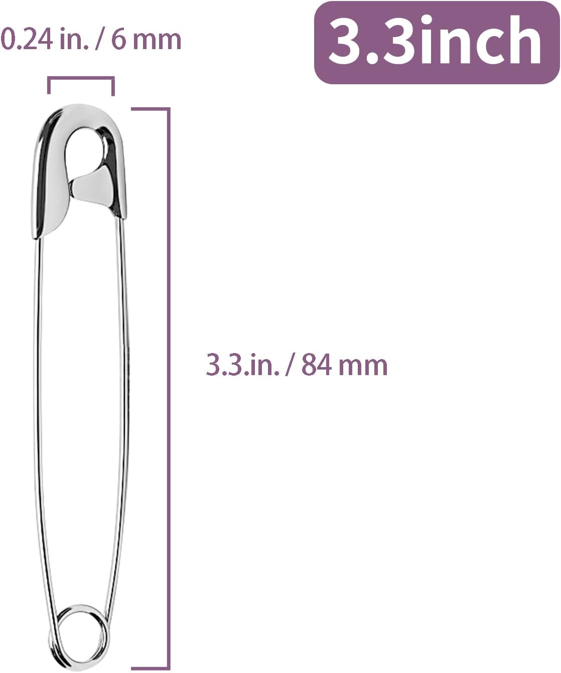 3.3 Inch Safety Pins Assorted, Bulk Large Safety Pins for Clothes(3.3 inch 50PCS)