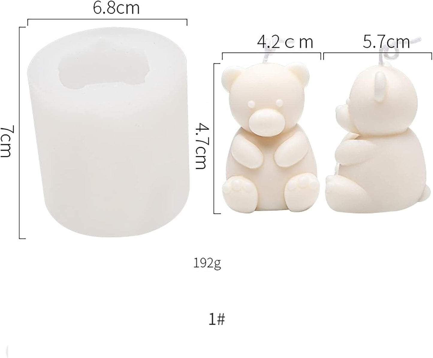 Cute Polar Bear Scented Candle Mold 2 Pack - Silicone Molds for Candle and Soap Making, Home Decoration, Resin Crafts - Cartoon Bear Shape