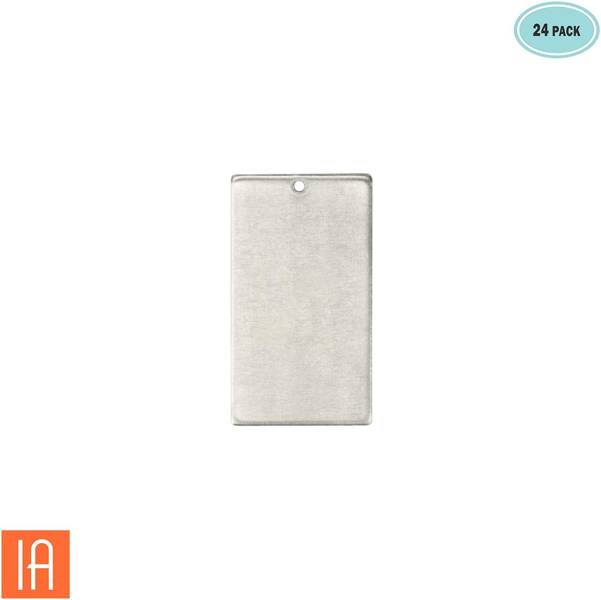 ImpressArt - Premium Metal Stamping Rectangle Blanks for Metal Stamping and Jewelry Making (24 Pack) (11/16" x 1 1/4" Rectangle w/Hole, Alkeme)