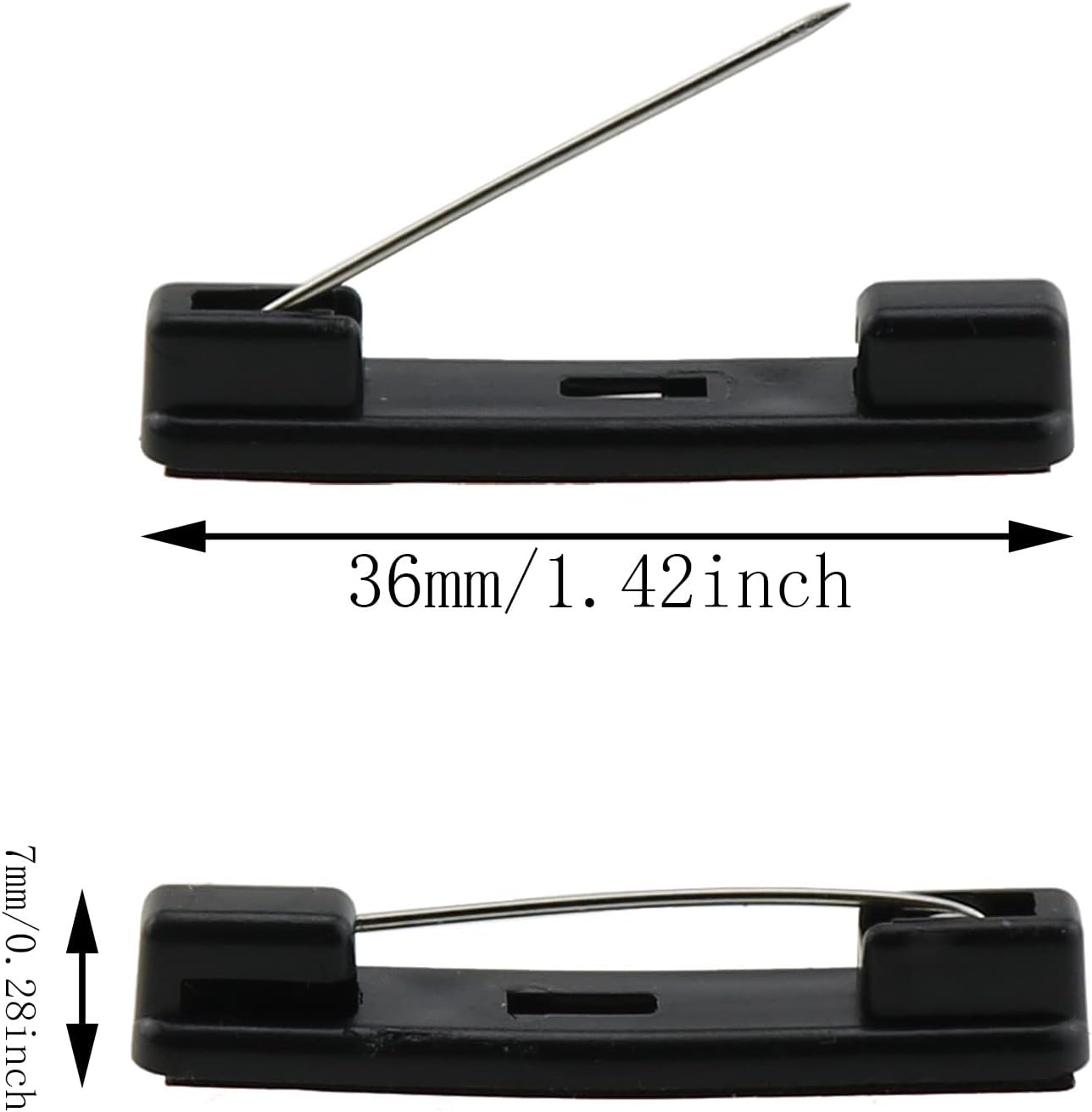 Self-Adhesive Bar Safety Pins E-outstanding 50pcs Black Safety Pin with Adhesive Brooch Back for ID Badges, Ribbons,Nametags and Crafting, Adhesive Badge Crafting Pins