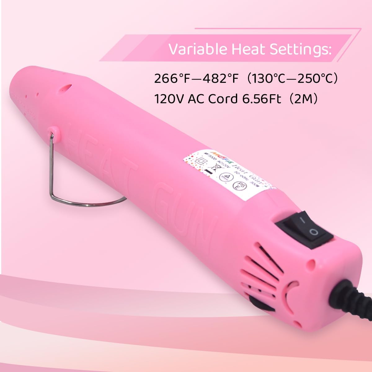 mofa Resin Heat gun,6.6ft Cable 300W Hot Air Gun for Crafting,Acrylic Paint Dryer Multi-Purpose Electric Heating Nozzle (Pink Temp Regulation)