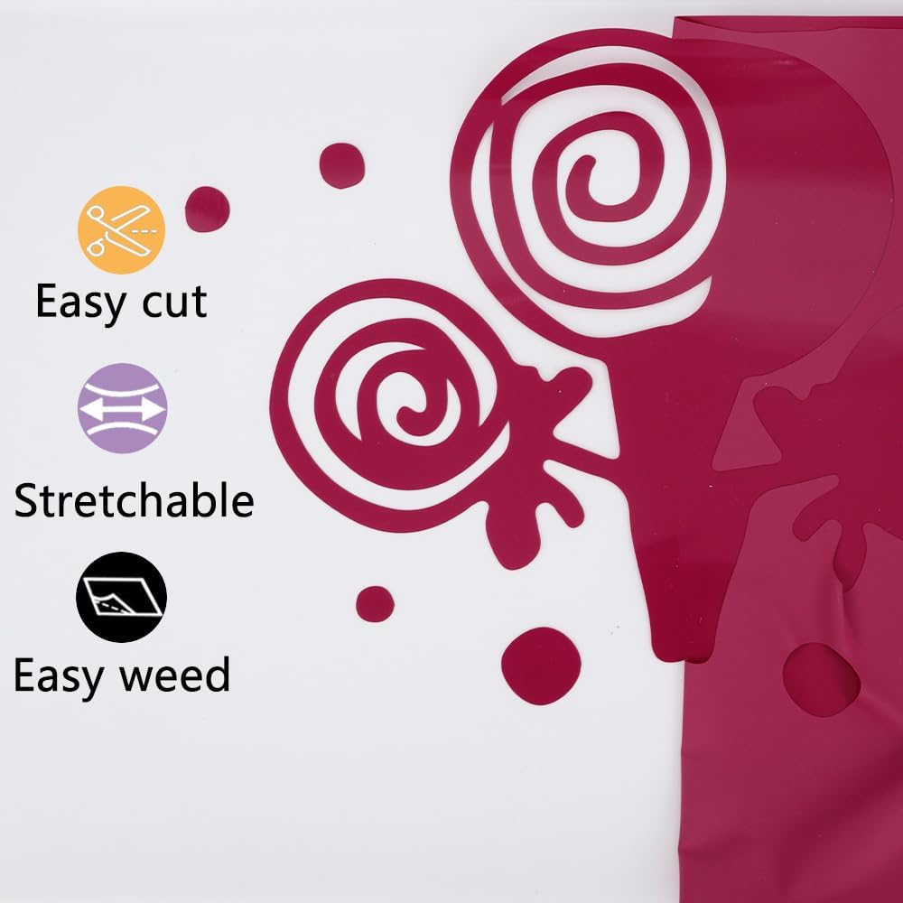 guangyintong Heat Transfer Vinyl Rose Red HTV Rolls, 12" x 10ft Rose Red Iron on Vinyl for T-Shirts, Matte Surface HTV Vinyl for All Cutter Machine Easy to Cut & Weed for Heat Vinyl DIY Design