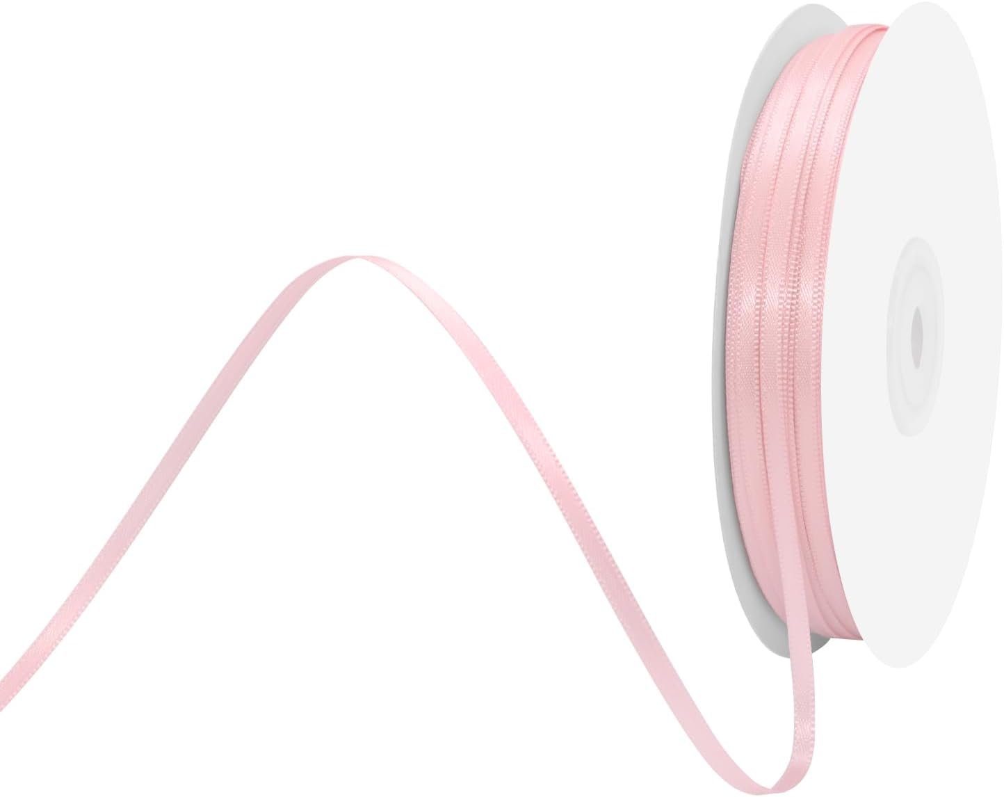 1/8" X 100 Yards Lt Pink Satin Thin Ribbon Solid Color Double Faced Ribbons Perfect for Crafts Wedding Decor Bow Making Arts Sewing and More