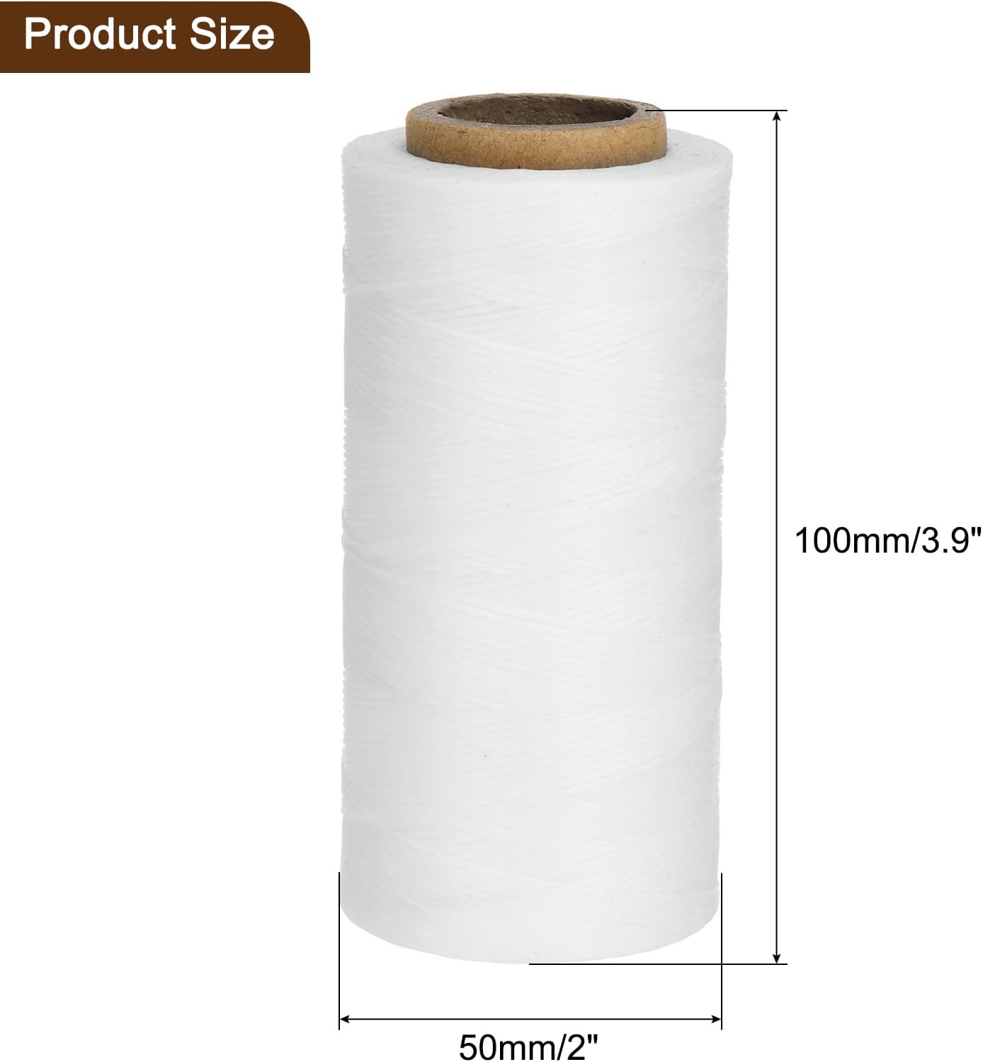 Uxcell 150D 0.8mm Flat Waxed Polyester Leather Sewing Thread, White, 284 Yards (260m), 1 Roll