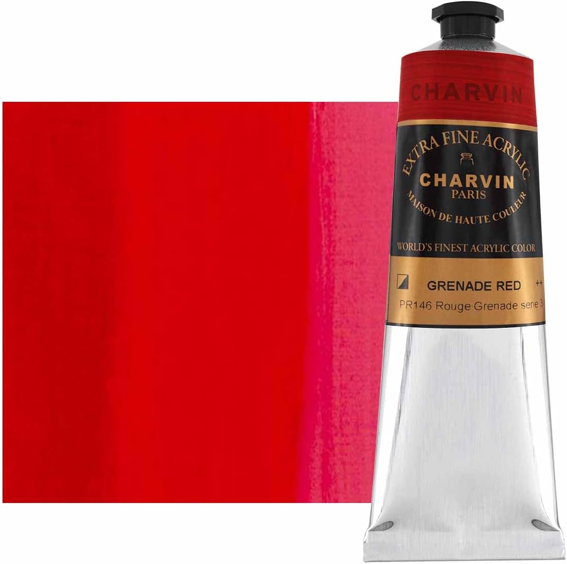 Charvin Extra Fine Professional Artist Acrylic Paint Colors, Nature Themed Hues, 150ml Grenade Red