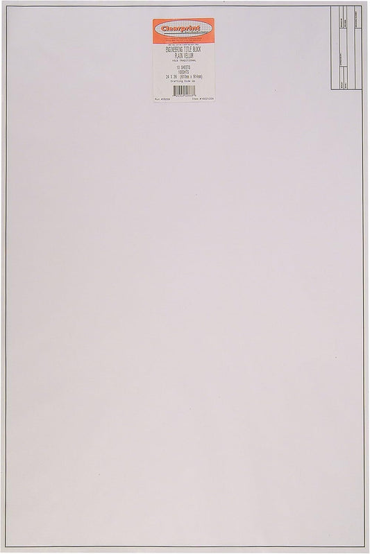 Clearprint 24" x 36" 1000H Design Vellum Sheets with Engineer Title Block, 16 lb., 100% Cotton, 10 Sheets Per Pack, 1 Each
