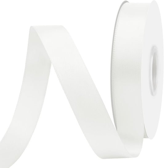 Offf White Satin Ribbon 7/8" X 50 Yards Solid Color Double Faced Ribbons Perfect for Crafts Wedding Decor Bow Making Arts Sewing and More
