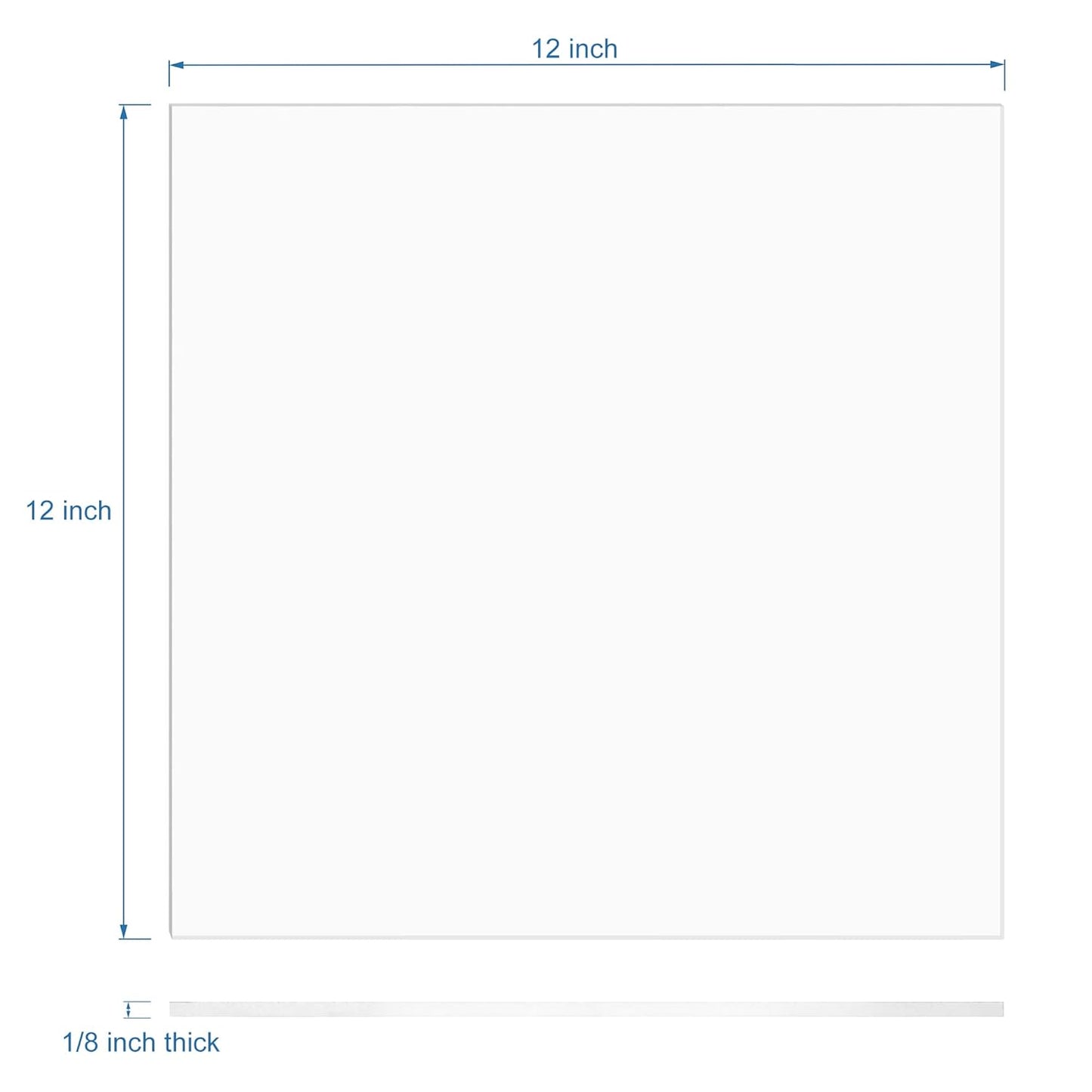 Pack of 10 Clear Acrylic Sheet 12" x 12" Cast Plexiglass Square 1/8" Thick (3mm) Transparent Plastic Panel for Craft, Sign, Display Projects, Laser Cutting, Engraving
