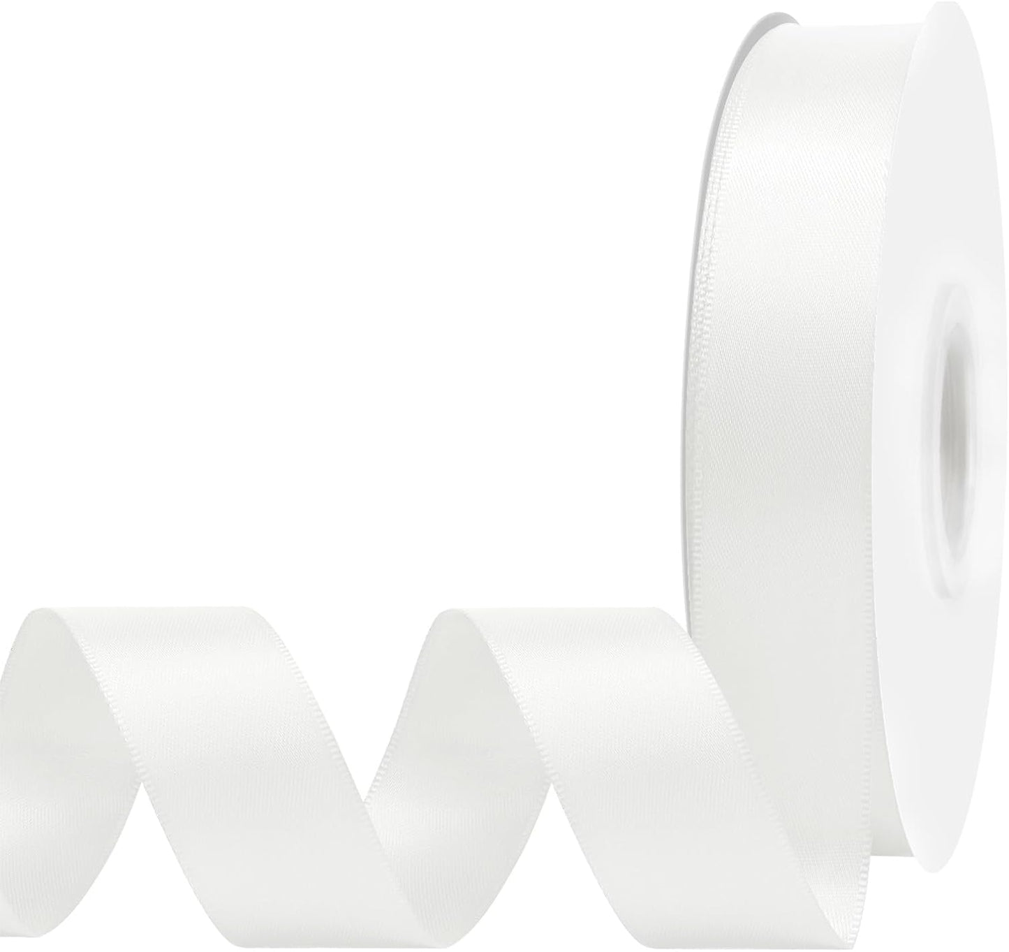 Offf White Satin Ribbon 7/8" X 50 Yards Solid Color Double Faced Ribbons Perfect for Crafts Wedding Decor Bow Making Arts Sewing and More