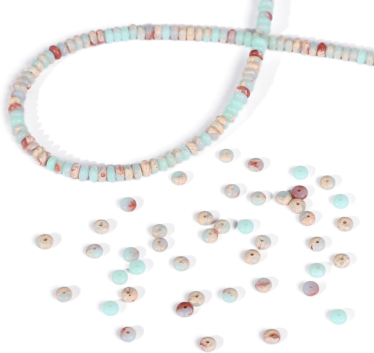 Natural Shoushan Disk Stone Beads 4x2mm 160pcs Rondelle Loose Semi Gemstone Beads for Jewelry Making Design