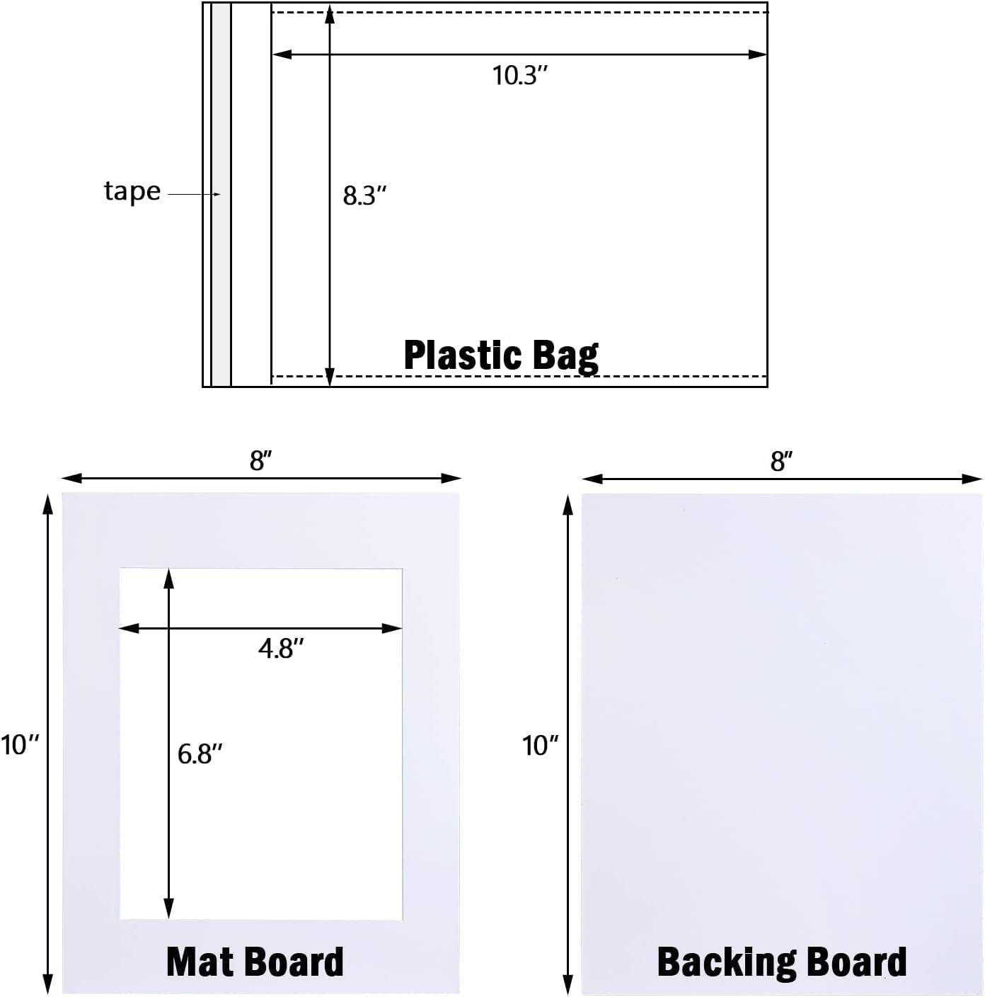 Egofine Pack of 10 White Mat Board Pre-Cut 8x10 Picture Mat for 5x7 Photo with White Core Bevel Cut Mattes Sets. Includes 10 High Premier Acid Free Mats & 10 Backing Board & 10 Clear Bags