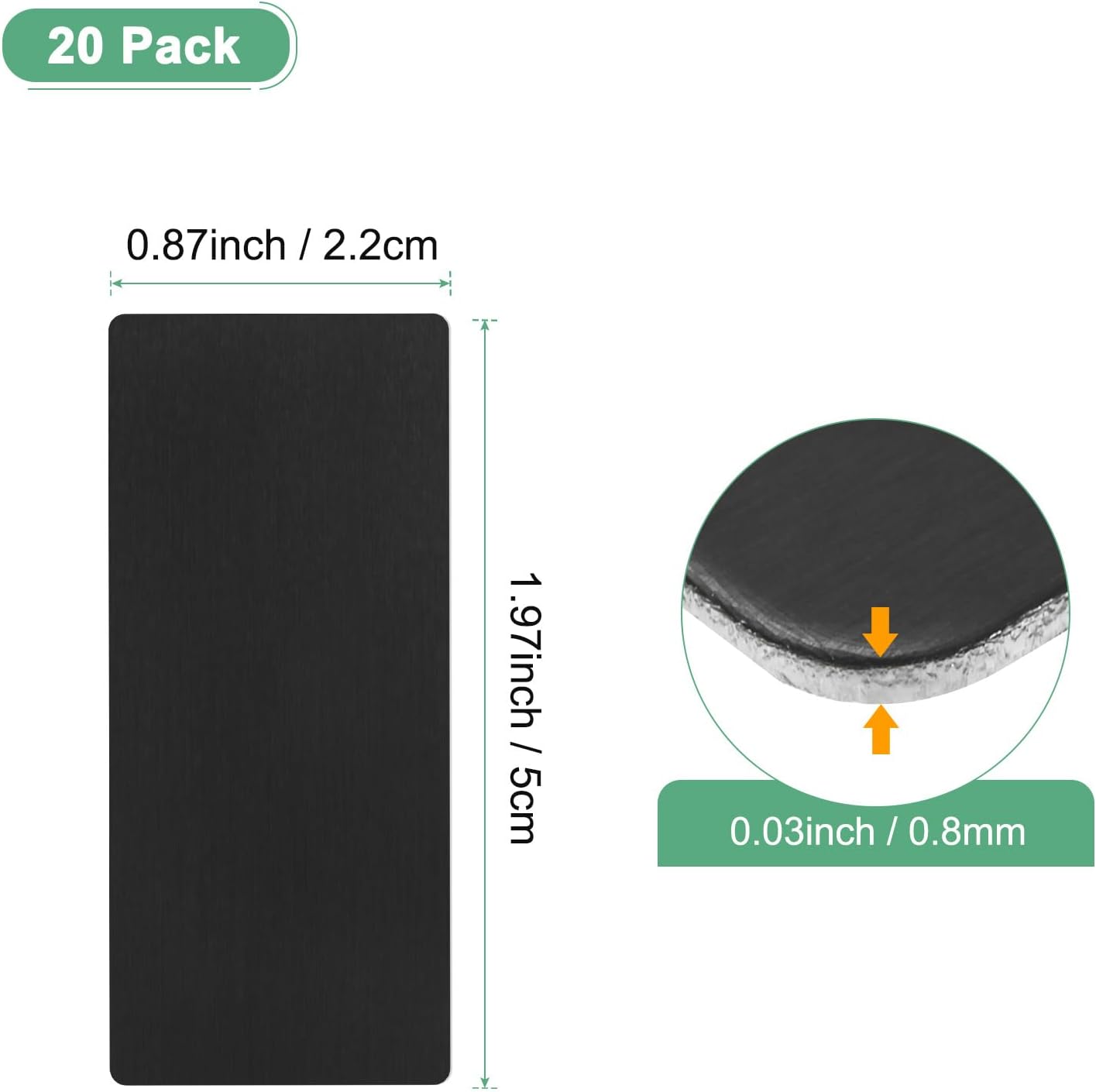 20-Pack Anodized Aluminium Laser Engraved Mount Metal Plate 2x1x0.03 Inch Engraver Blank Anodized Aluminum Sheets for DIY Laser Printing/Home/Office[Black]