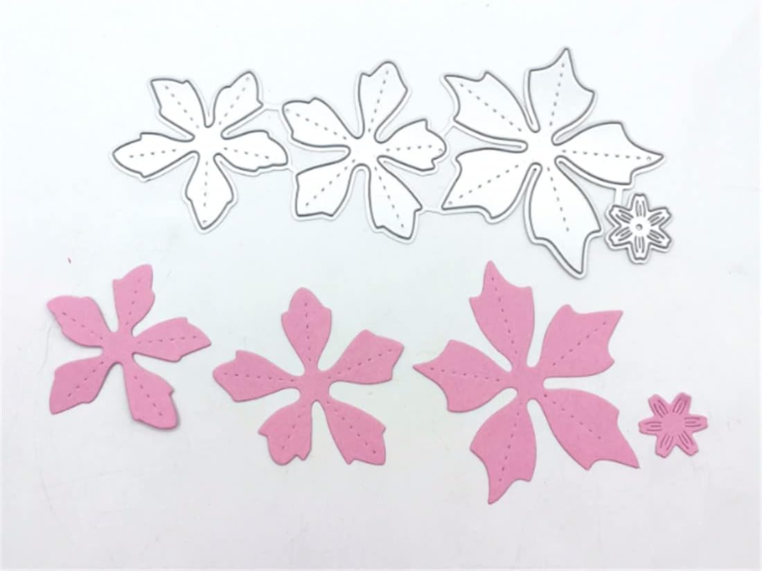 Mvchifay Cutting Dies Happy Birthday Metal Stencils Scrapbooking Tool DIY Emboss Paper Card Making (4 Pcs flowers-15.8x6.8cm)